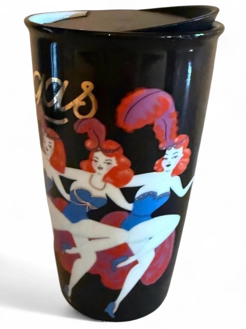 New Starbucks Las Vegas Showgirls 12oz Black Ceramic Tumbler